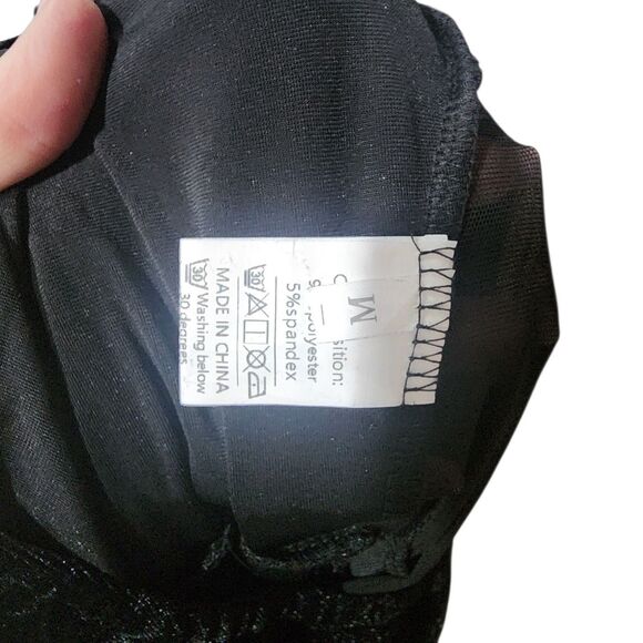 Dark Romantic One Shoulder Maxi Mermaid Velvet Dress Womens Sz Med Sheer Whimsy - Picture 6 of 6